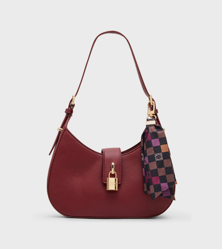 Scarf Detail Snap Shoulder Bag