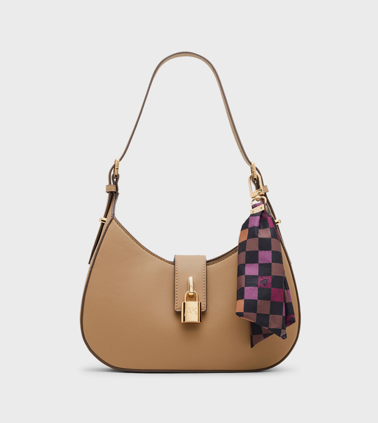 Scarf Detail Snap Shoulder Bag