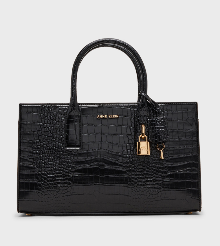 Croc Textured Zippered Tote Bag