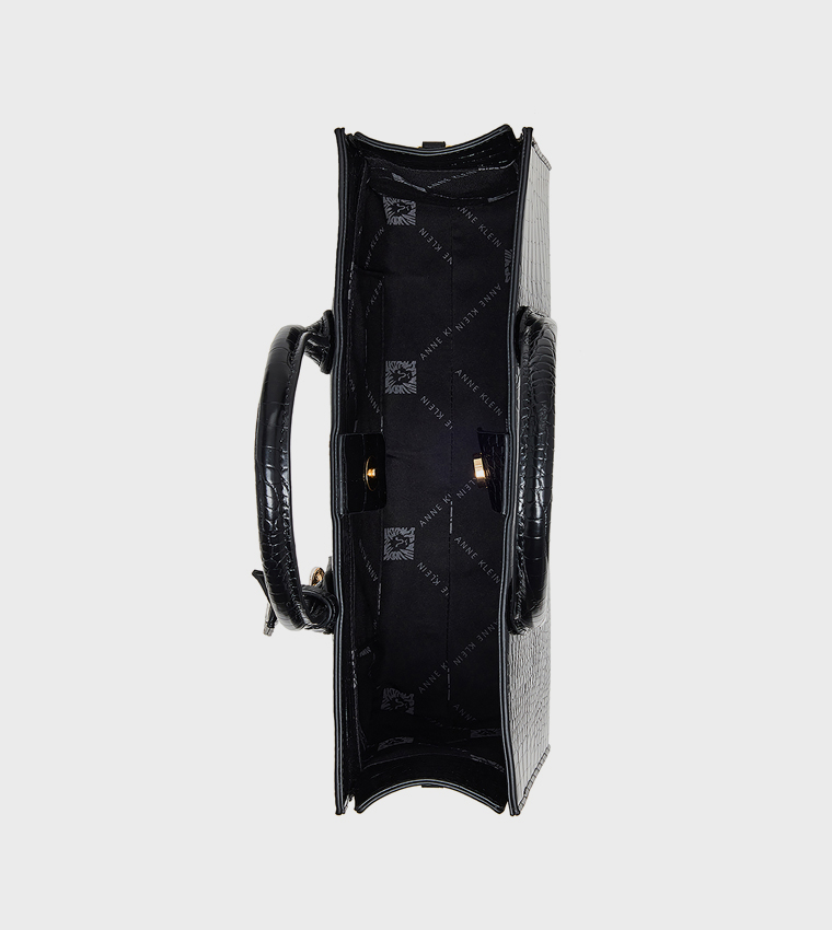 Croc Textured Zippered Tote Bag