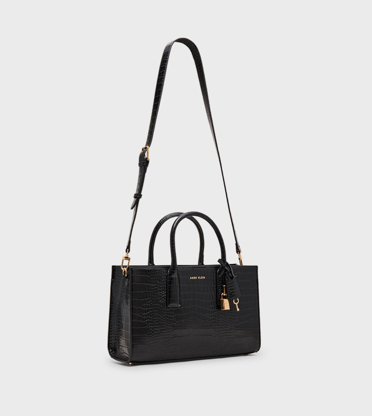 Croc Textured Zippered Tote Bag