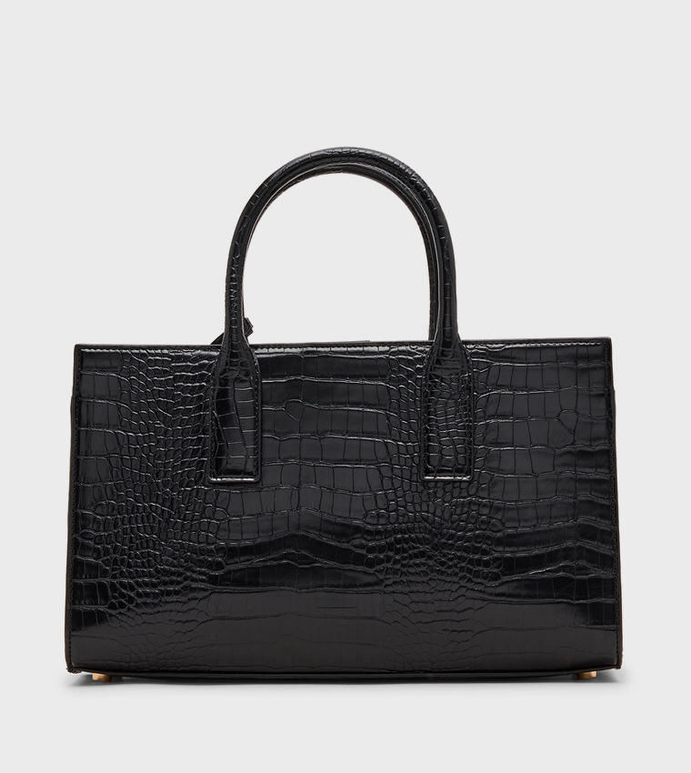 Croc Textured Zippered Tote Bag