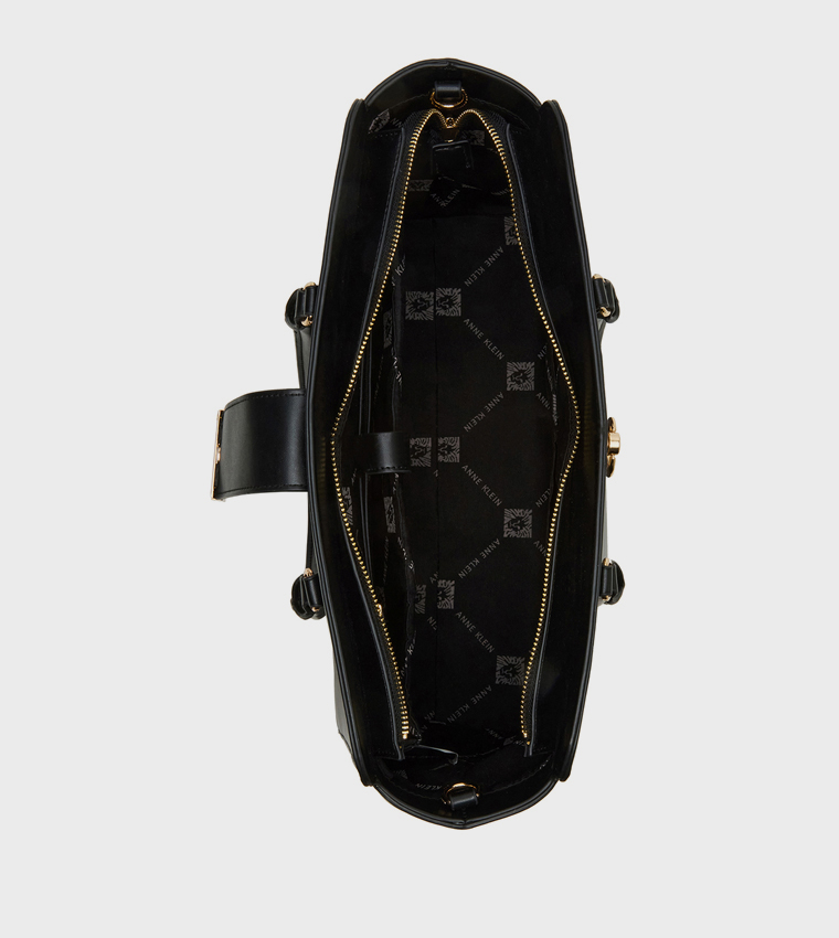 Textured Tote Bag with Scarf Detail