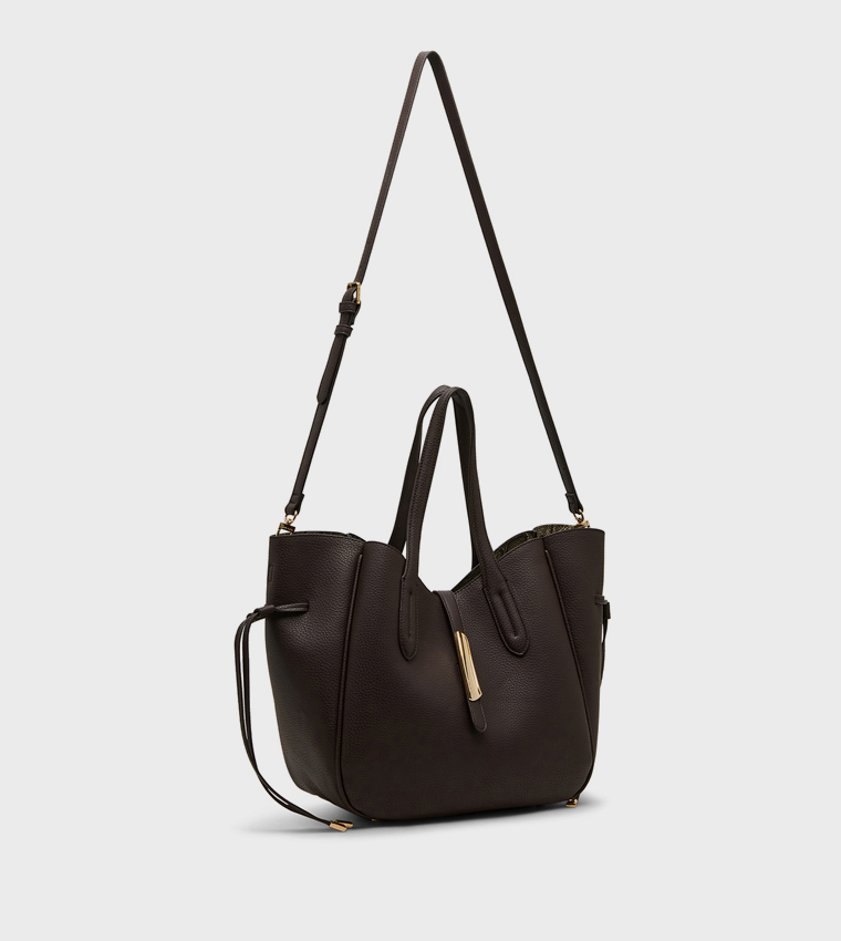 Textured Drawstring Tote Bag