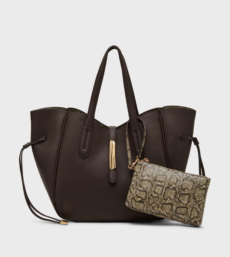 Textured Drawstring Tote Bag