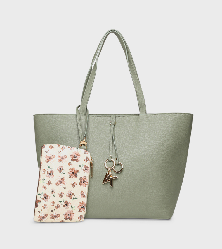 Textured Tote Bag with Purse