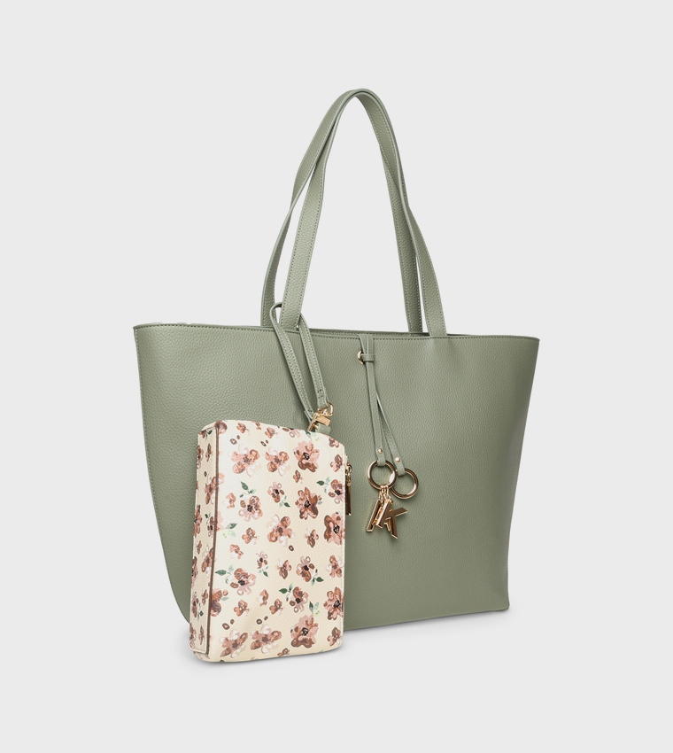 Textured Tote Bag with Purse