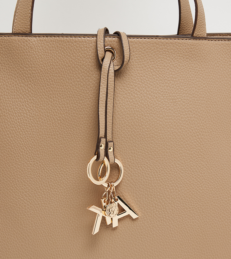 Monogram Charm Tote Bag with Pouch