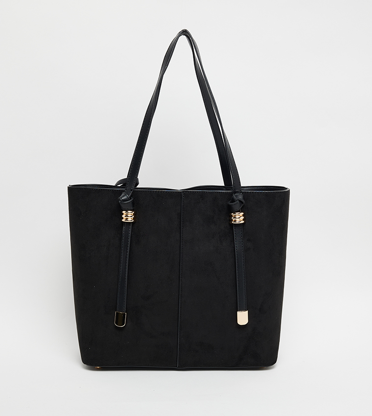 Textured Tote Bag with Pouch
