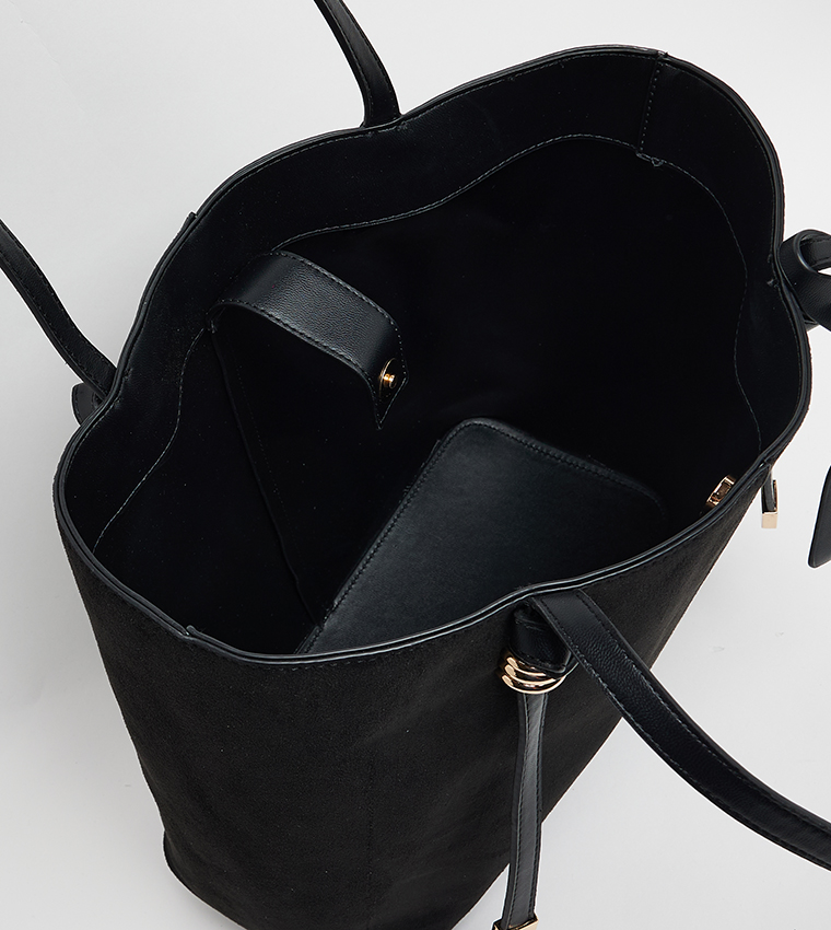 Textured Tote Bag with Pouch