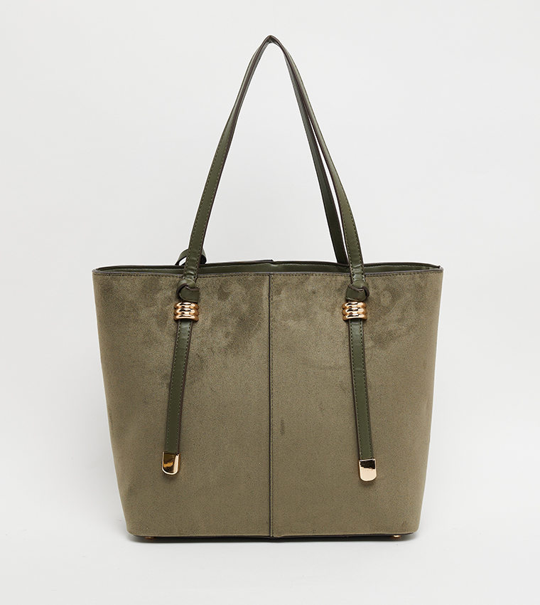 Textured Tote Bag with Pouch
