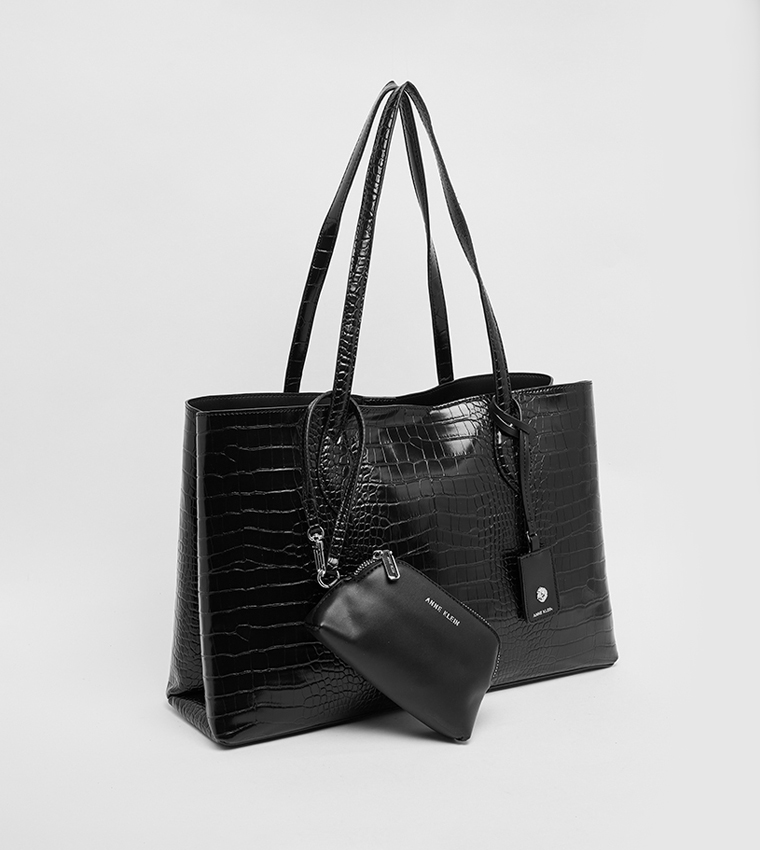 Textured Tote Bag with Coin Pouch
