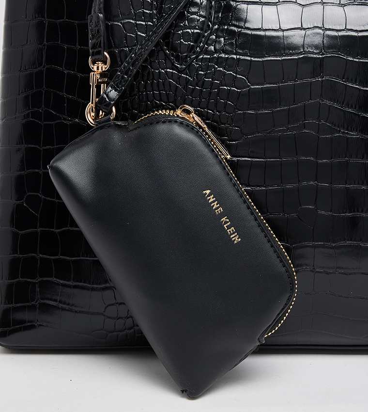 Textured Tote Bag with Coin Pouch