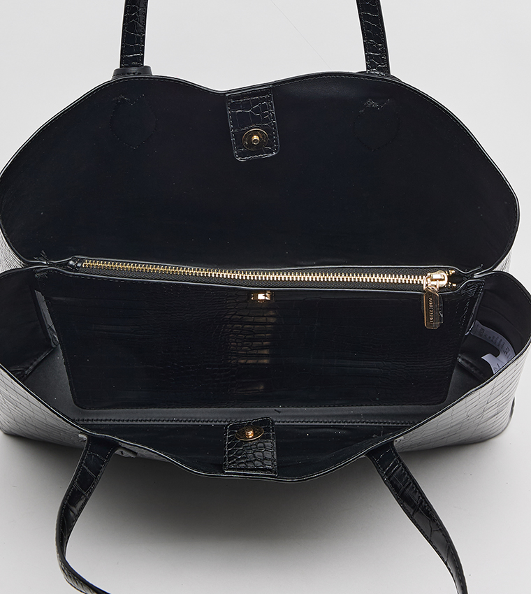 Textured Tote Bag with Coin Pouch