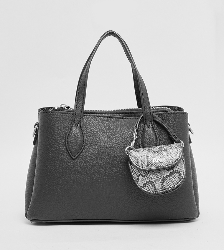 Textured Satchel Bag with Coin Pouch