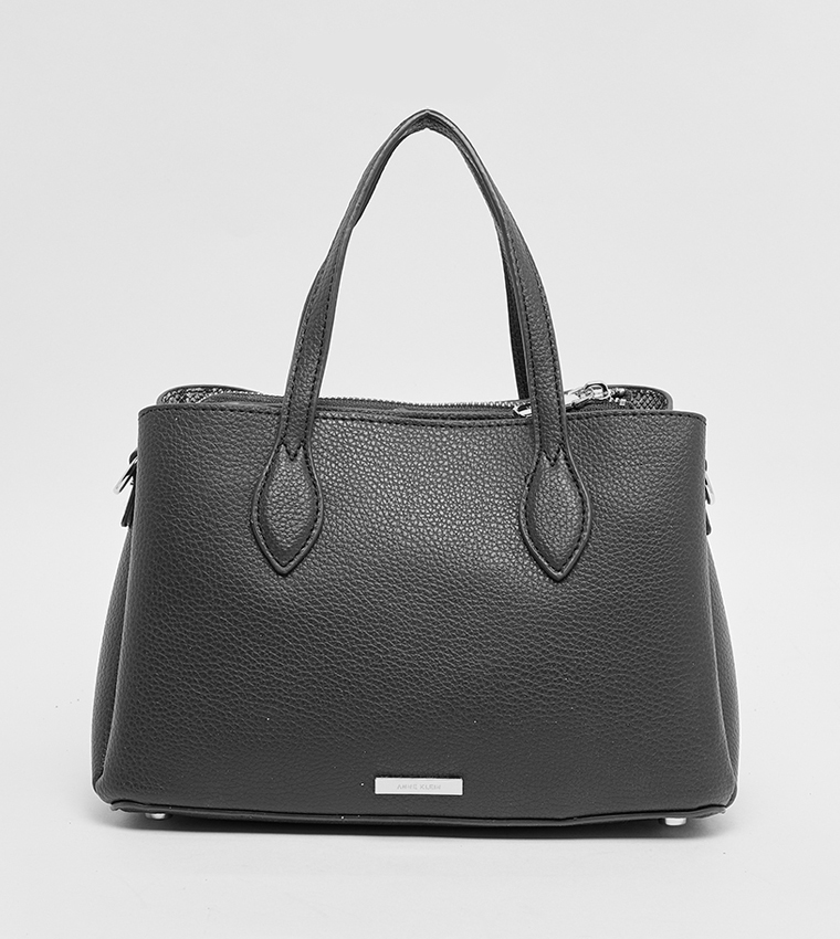 Textured Satchel Bag with Coin Pouch