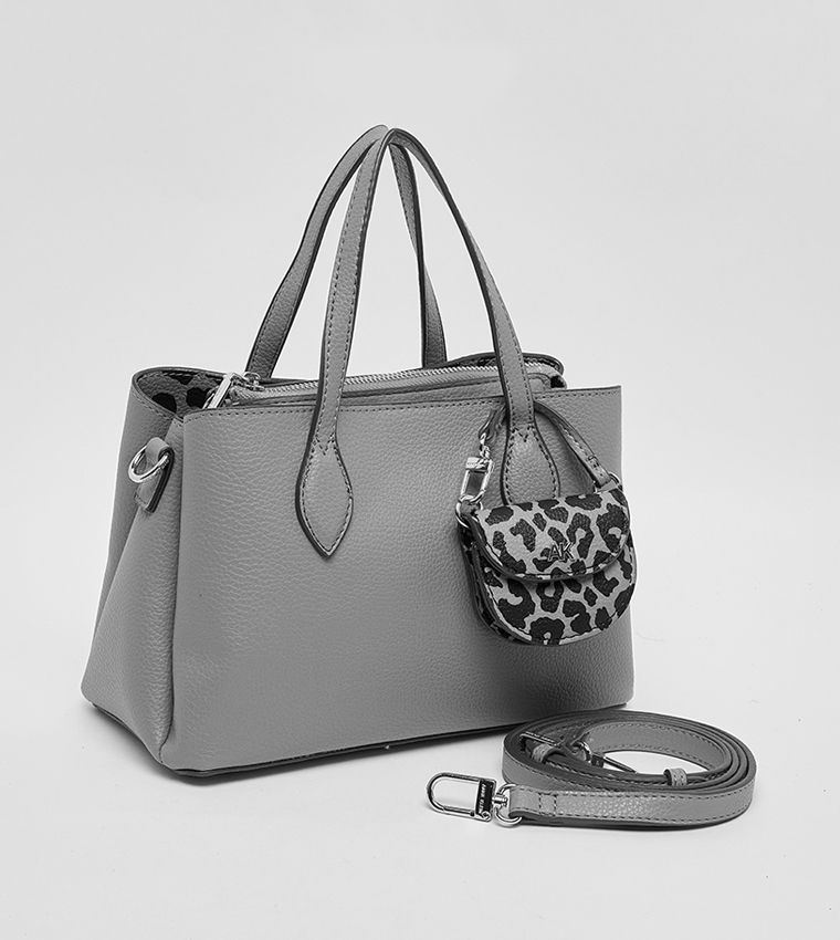 Textured Satchel Bag with Coin Pouch