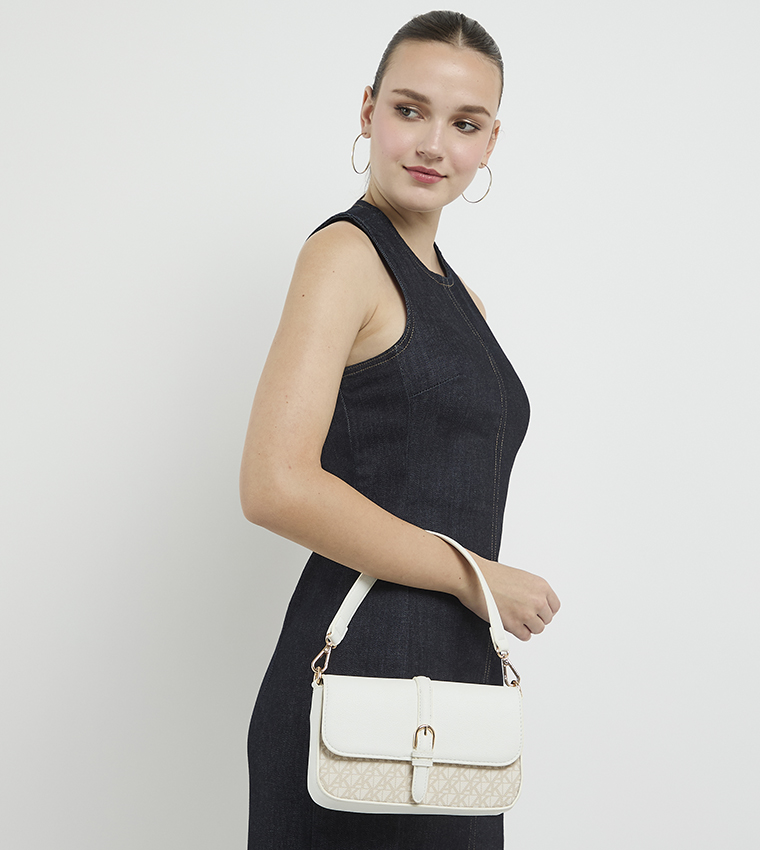 Monogram Patterned Flap Shoulder Bag