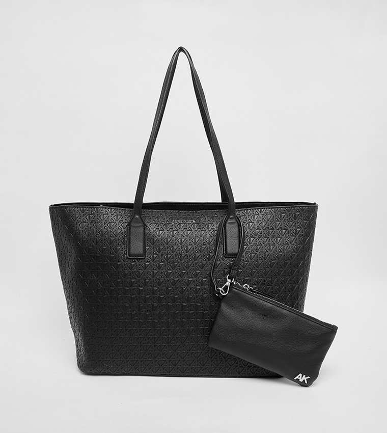 Textured Tote Bag with Coin Pouch
