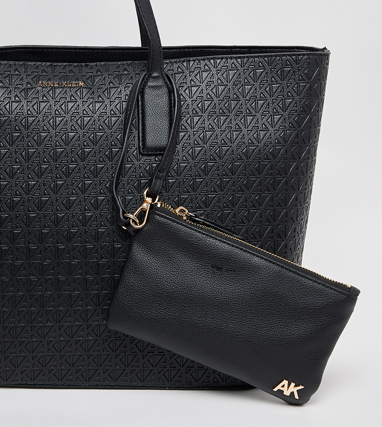 Textured Tote Bag with Coin Pouch