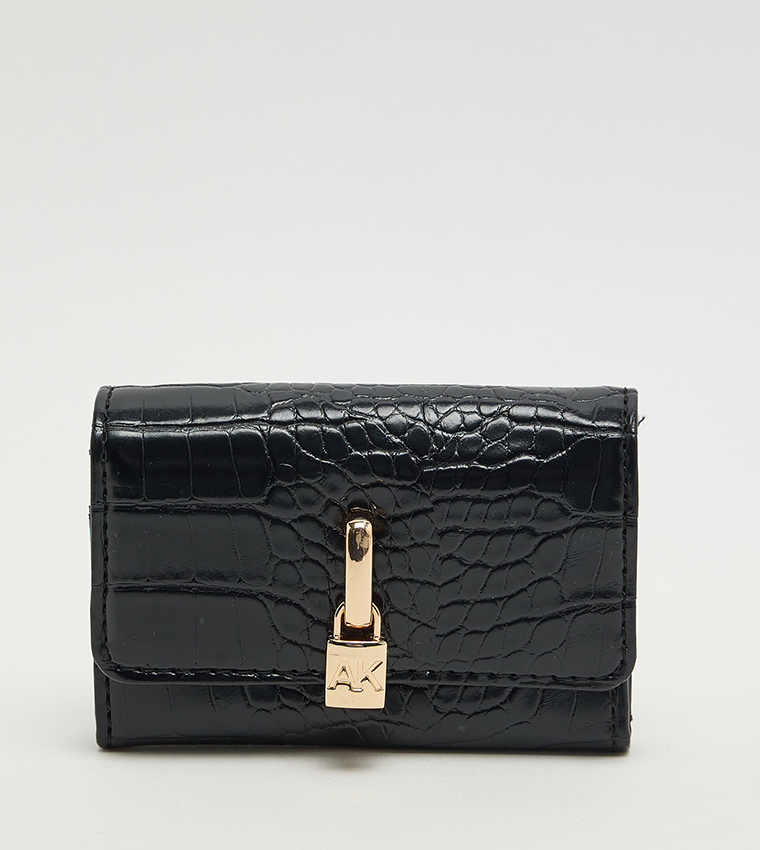 Croc Textured Flap Wallet