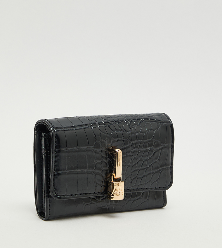 Croc Textured Flap Wallet