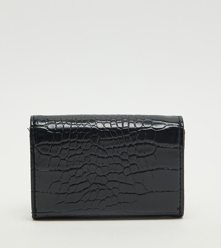 Croc Textured Flap Wallet