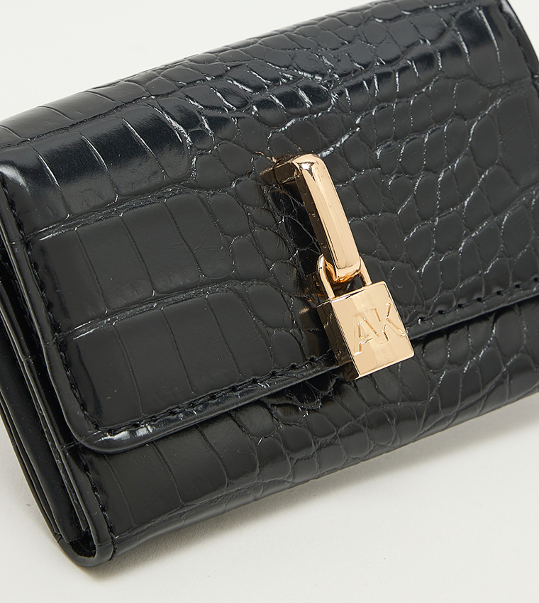 Croc Textured Flap Wallet