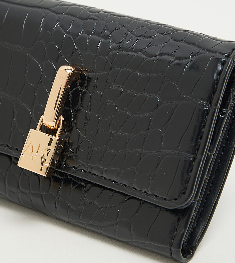 Croc Textured Flap Wallet