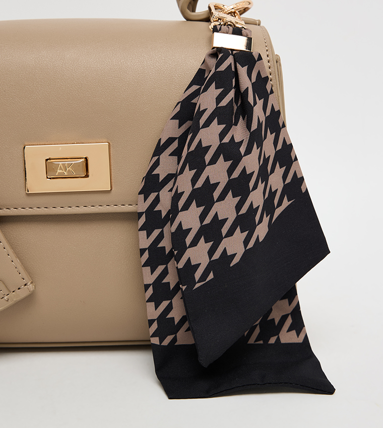 Logo Metal Scarf Detail Top Handle Bag