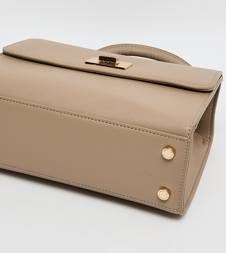 Logo Metal Scarf Detail Top Handle Bag