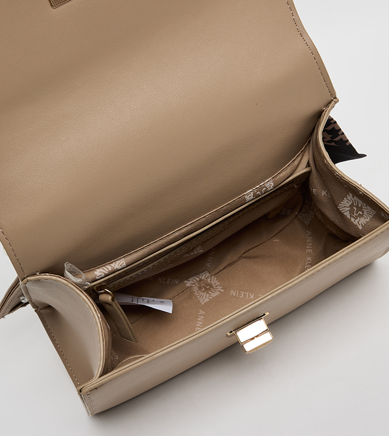 Logo Metal Scarf Detail Top Handle Bag