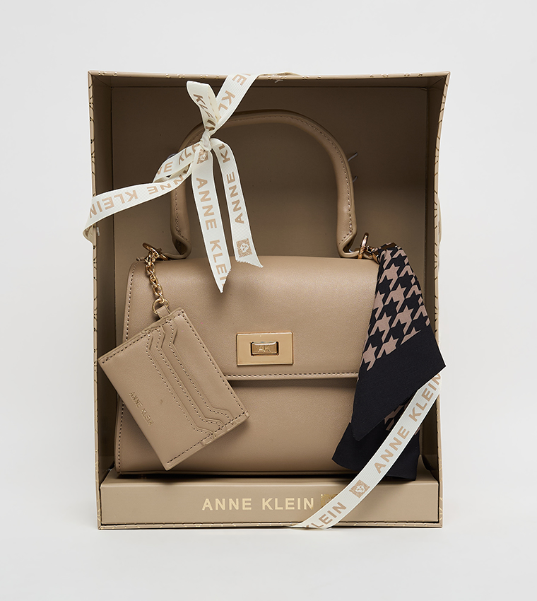 Logo Metal Scarf Detail Top Handle Bag