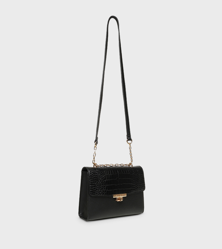 Croc Textured Convertible Crossbody Bag