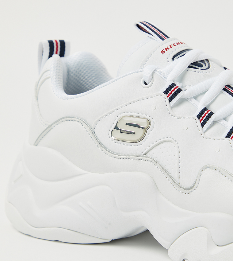 Buy Skechers Flat Heel Round Toe Low Top In White 6thStreet Kuwait