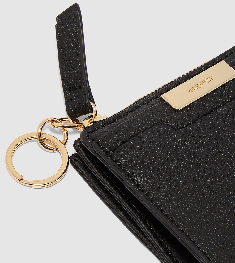 Buy Nine West Lawson Mini Zip Around Wallet In Black | 6thStreet Qatar