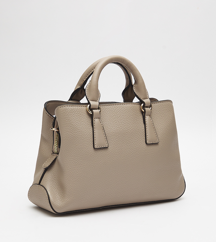 Buy Nine West Textured Logo Detail Satchel Bag In Beige | 6thStreet UAE