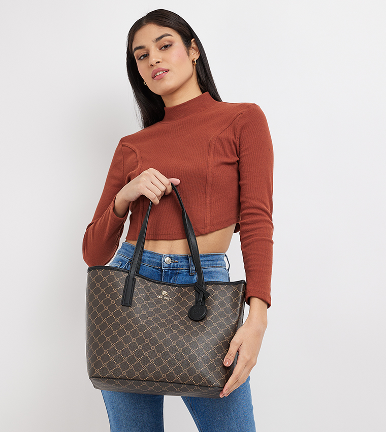 DELAINE Patterned Tote Bag with Pouch