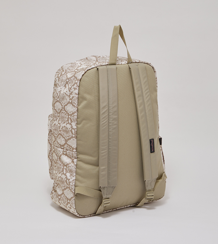 cream jansport backpack Big Break Lunch Bag 100% recycled 600D polyester main body is trimmed with durable and on trend synthetic leather Jansport Cream Backpack