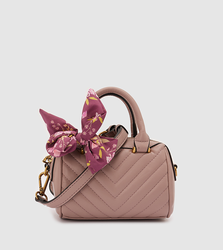 Buy Steve Madden Breed Quilted Zippered Satchel Bag With Scarf In