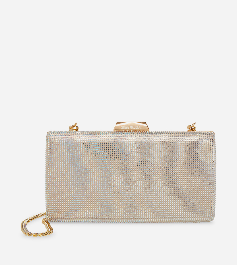 Buy Steve Madden BDESIRI Embellished Clutch With Chain In Nude