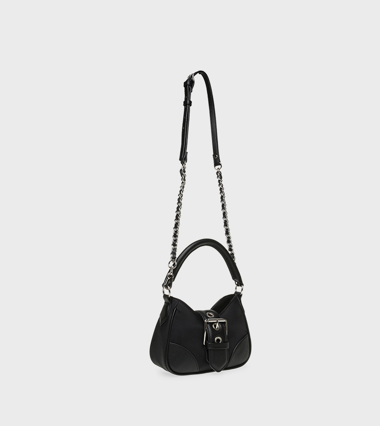 BCHARLO Textured Buckle Detail Shoulder Bag