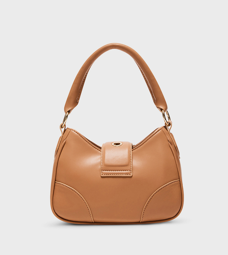 حقيبة كتف بإبزيم ونقشة بارزة 