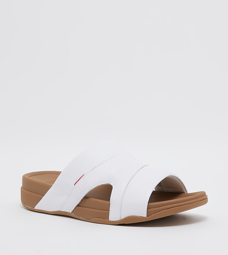 Buy FitFlop FREEWAY Leather Pool Slides In White 6thStreet UAE