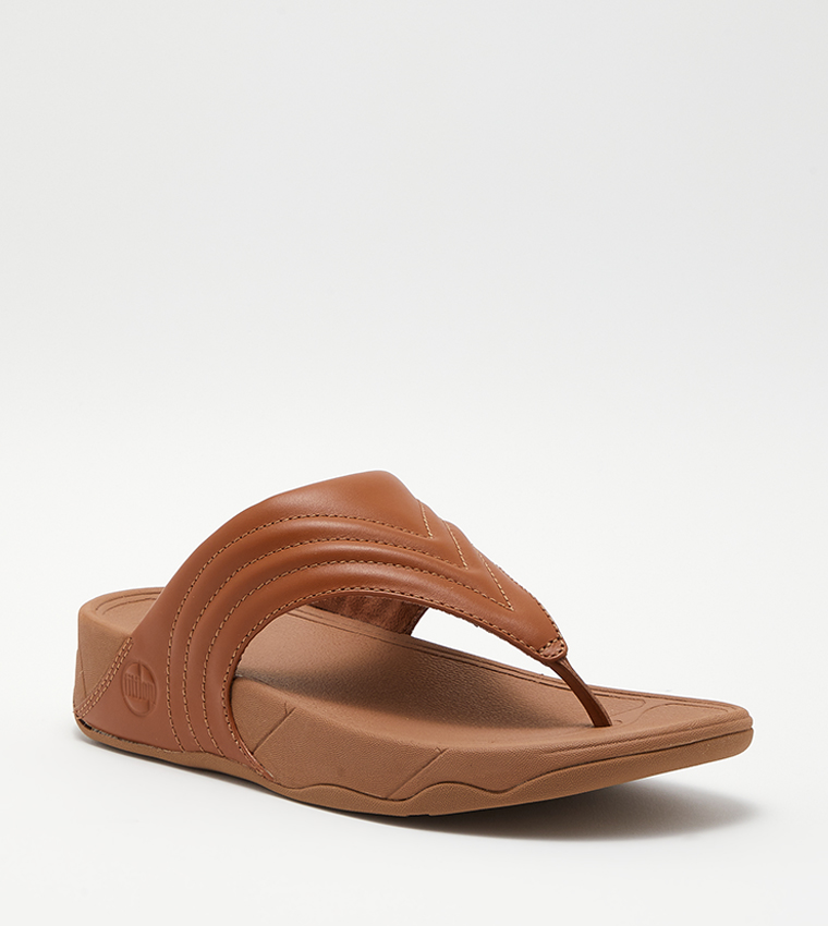 Buy FitFlop Walkstar Leather Toe Post Sandals In Brown | 6thStreet UAE