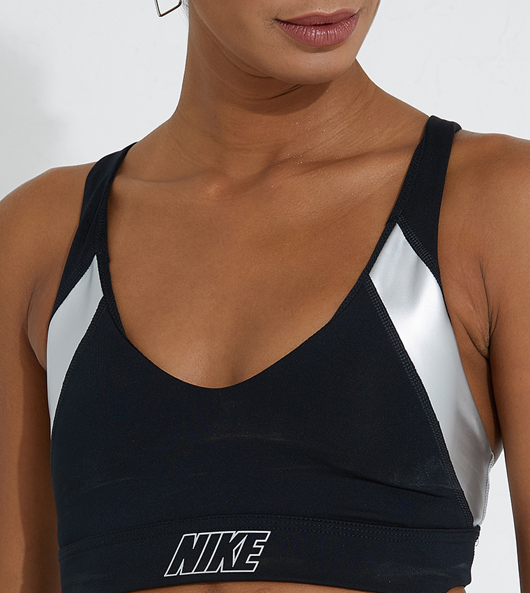 Buy Nike Indy Metallic Logo Sports Bra In Black