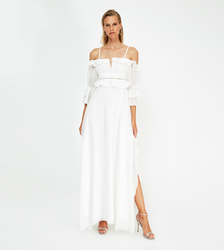 Ruffled Evening Maxi Dress