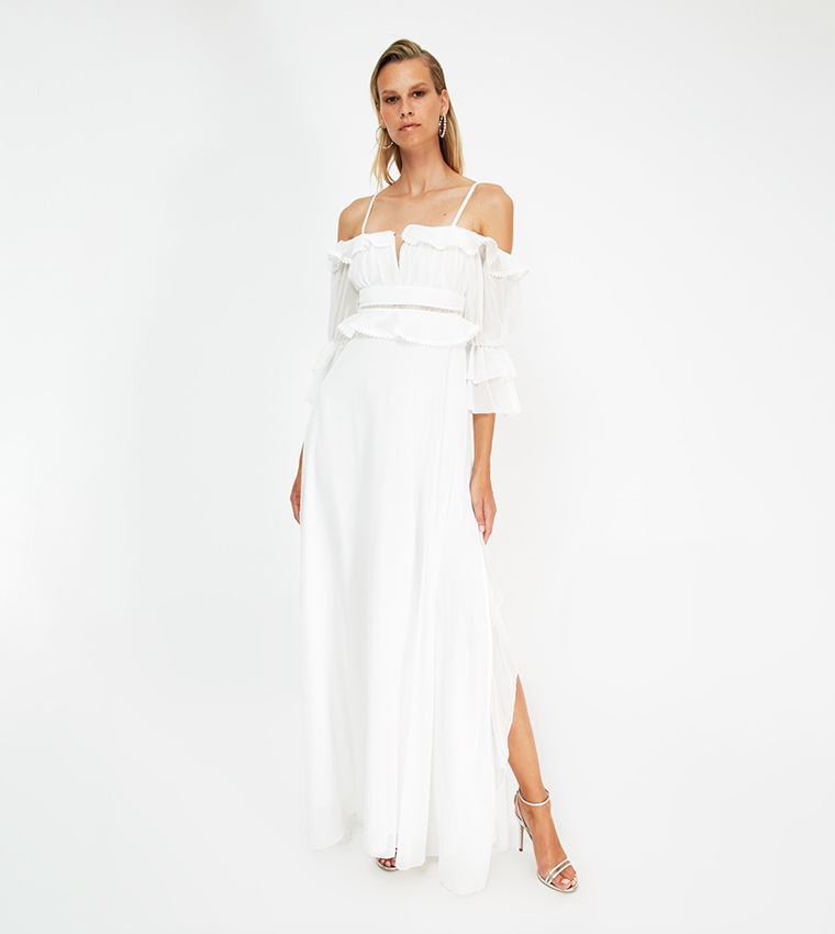 Ruffled Evening Maxi Dress