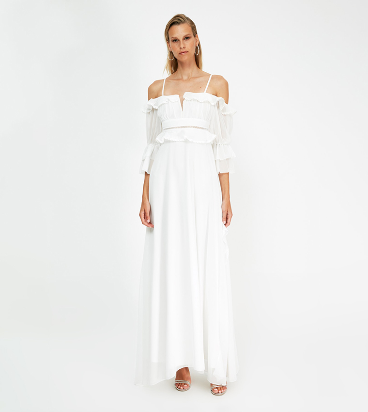 Ruffled Evening Maxi Dress