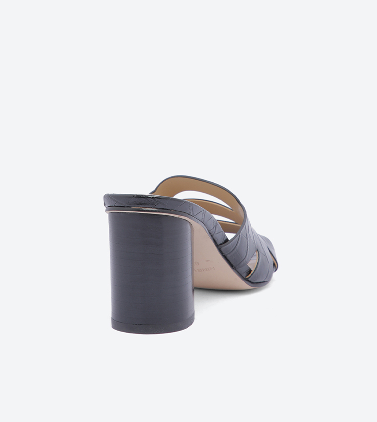 Block Heel Slide Sandal - Black